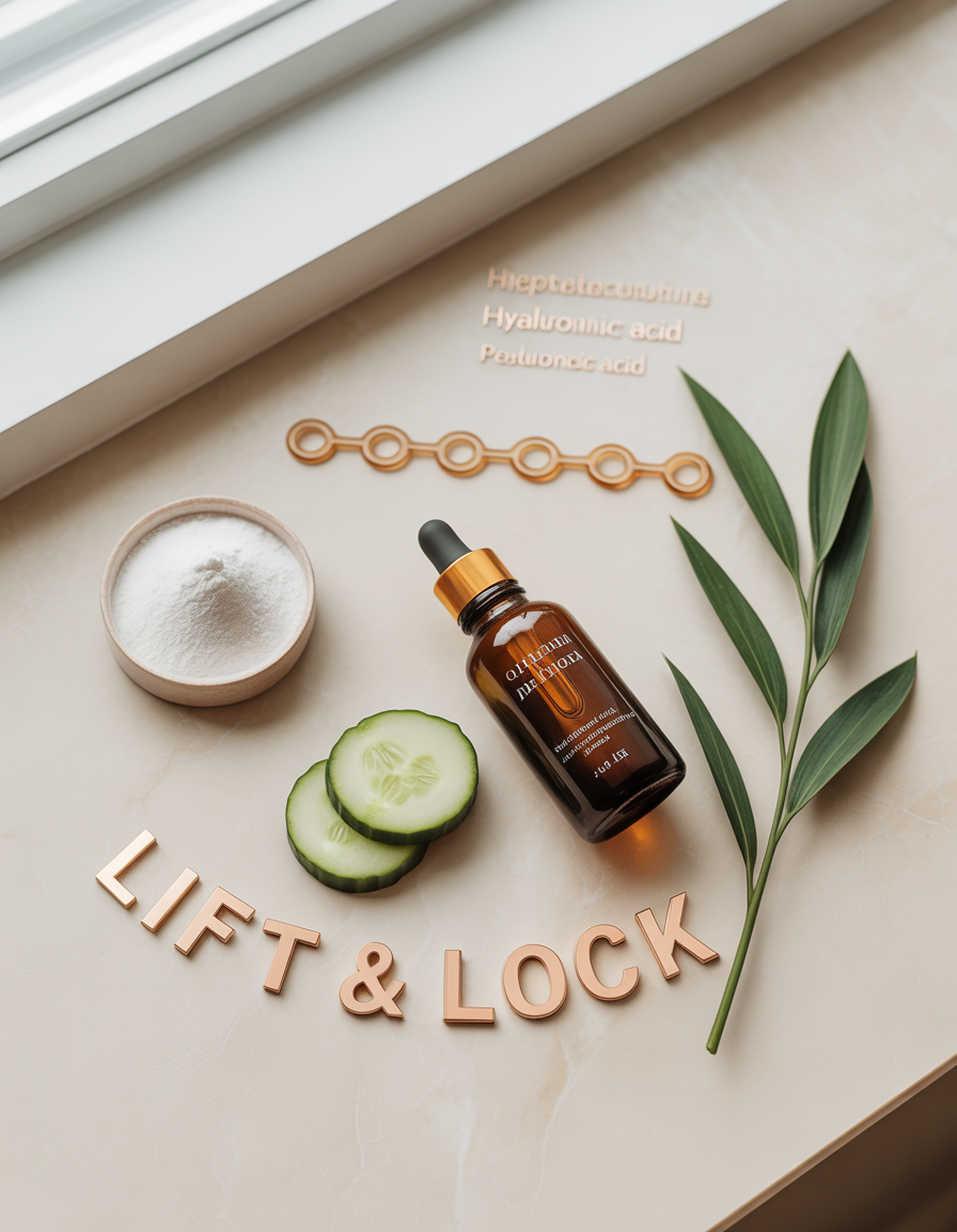 Synevra UltraLift key ingredients — hyaluronic acid, peptides, botanical extracts, Lift & Lock